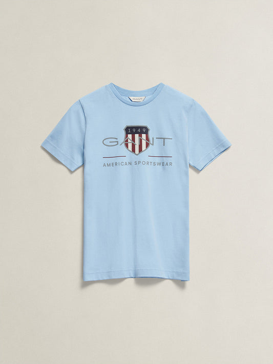 Gant Boys Blue Printed Round Neck T-Shirt