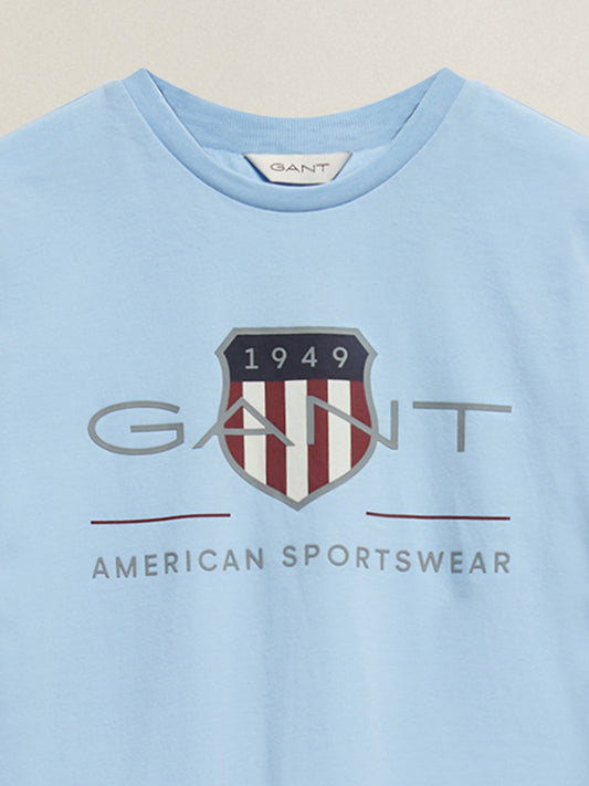 Gant Boys Blue Printed Round Neck T-Shirt