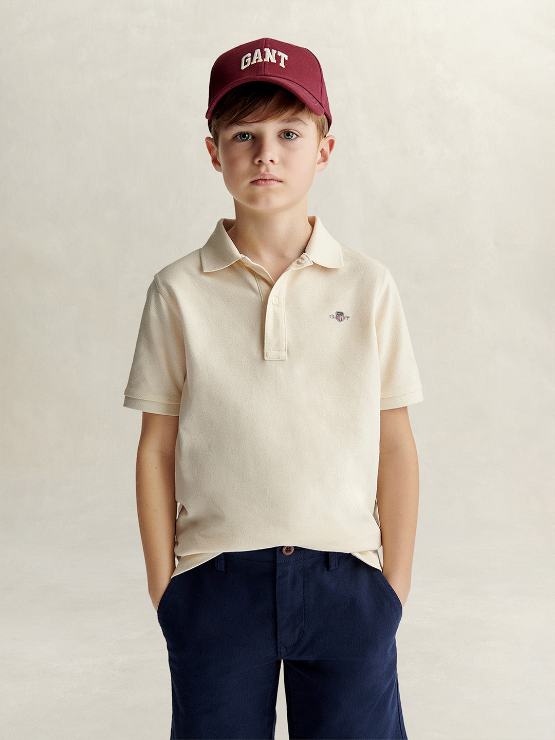 Gant Boys Cream Polo T-Shirt