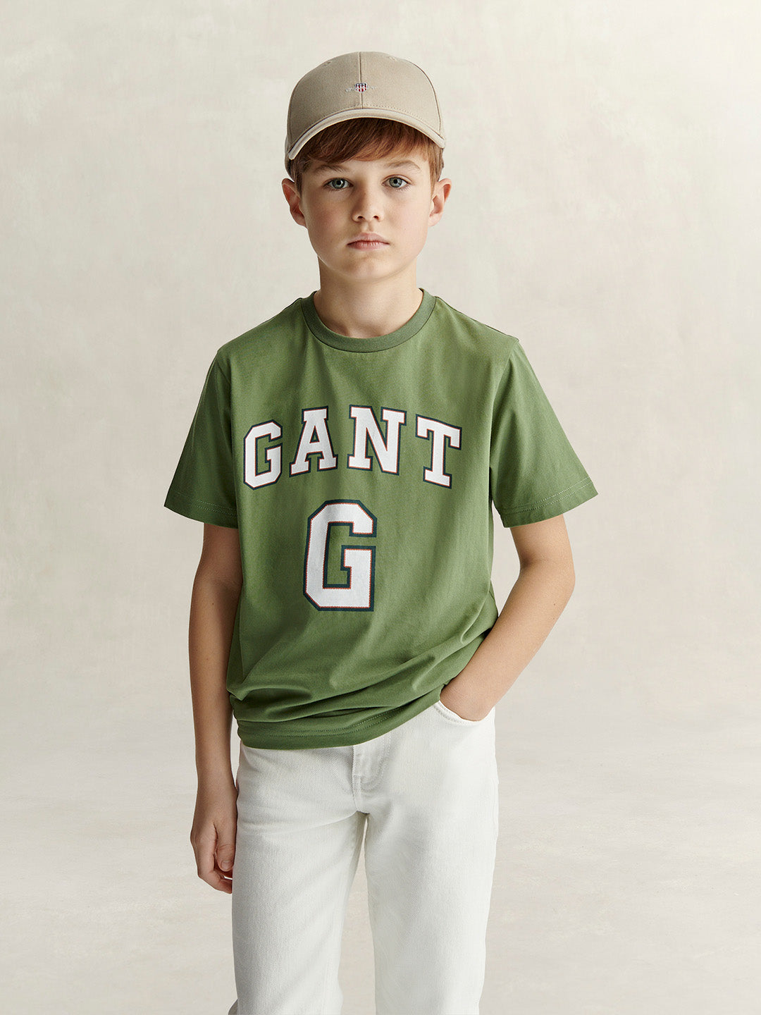 Gant Boys Green Printed Round Neck T-Shirt
