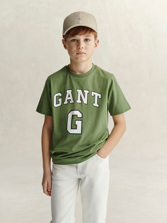 Gant Boys Green Printed Round Neck T-Shirt