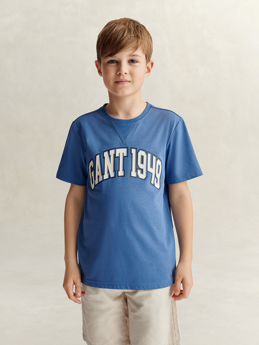 Gant Boys Blue Printed Relaxed Fit Round Neck T-Shirt