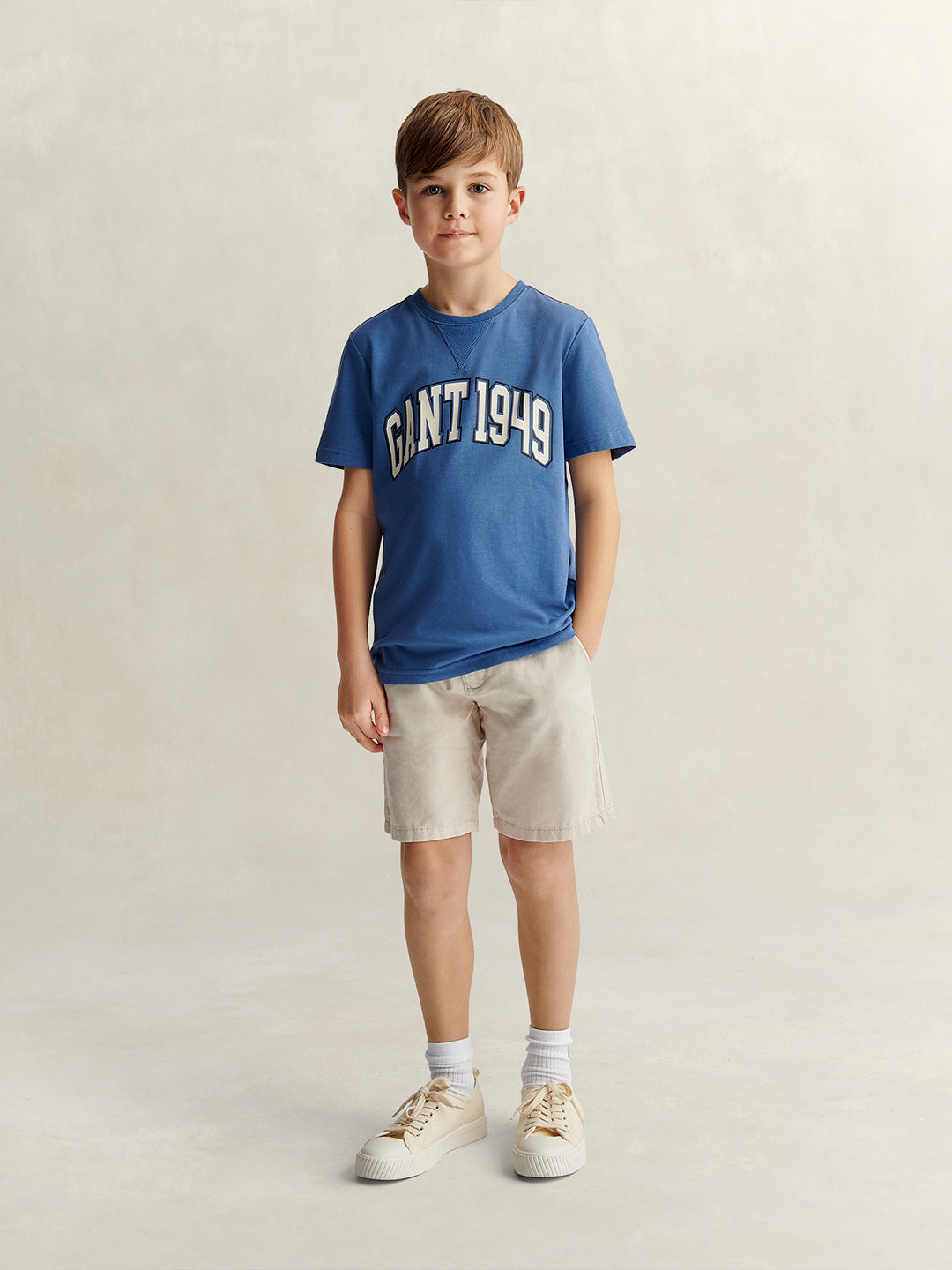 Gant Boys Blue Printed Relaxed Fit Round Neck T-Shirt