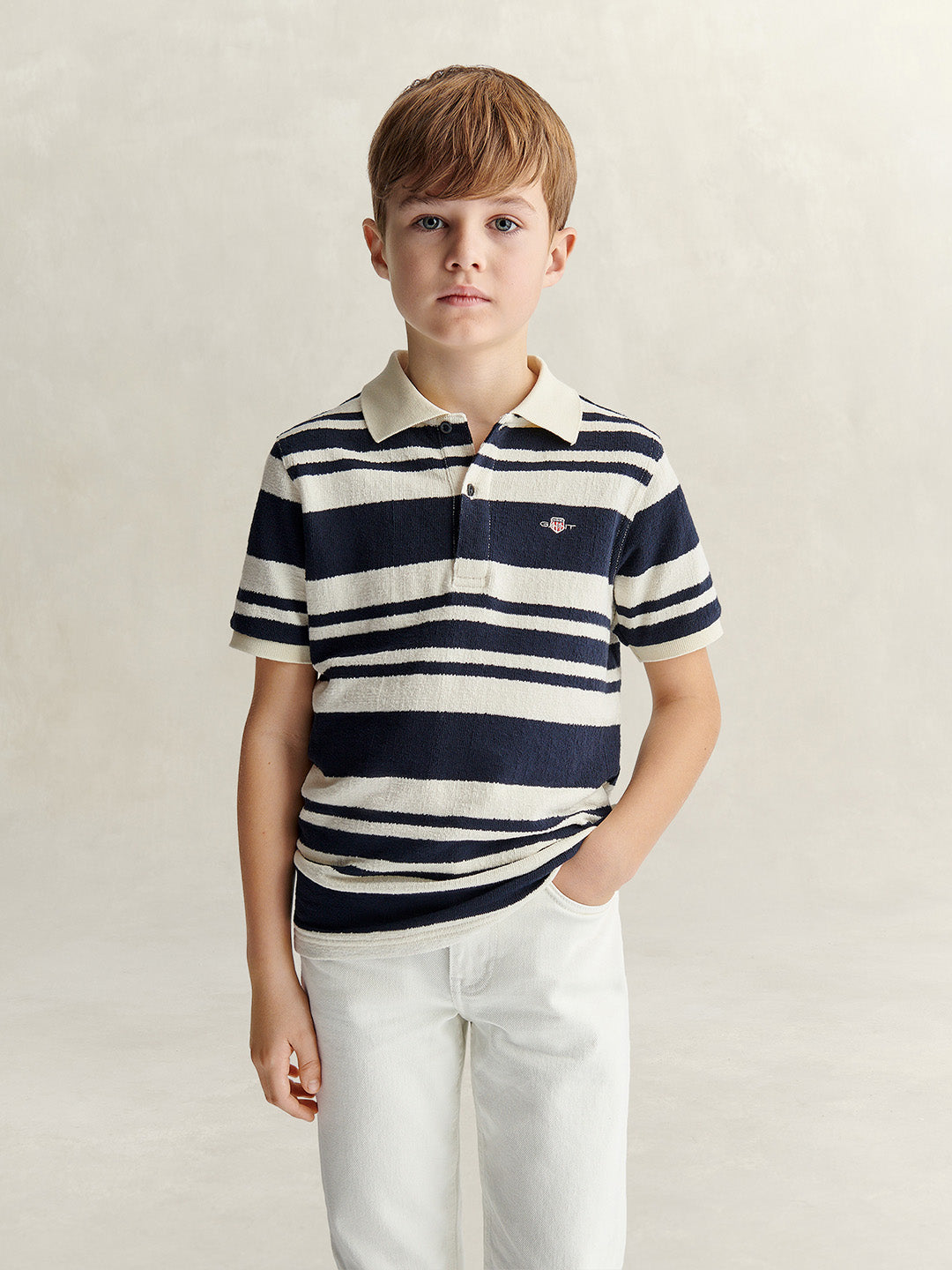 Gant Boys Blue Striped Polo T-Shirt