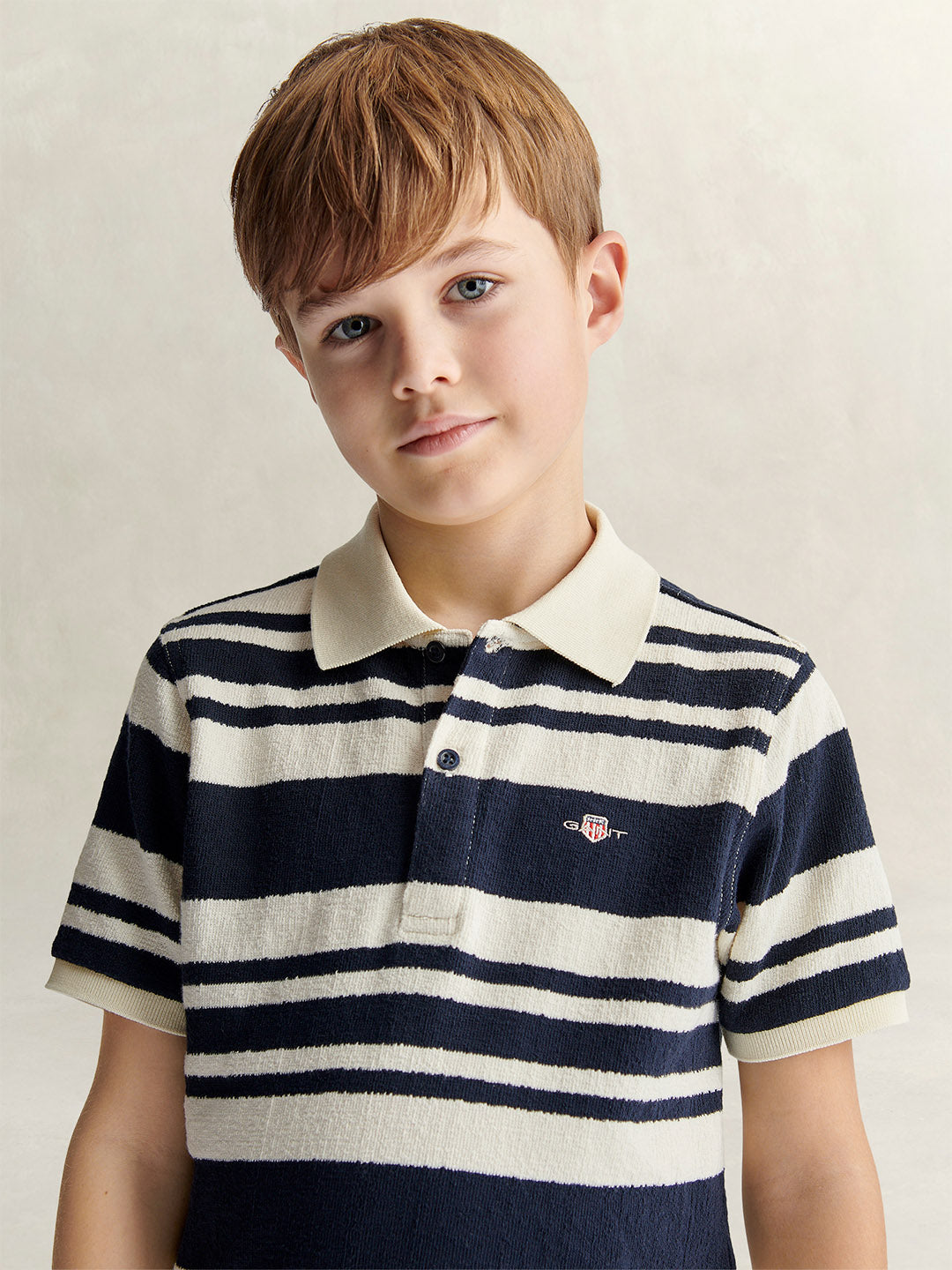 Gant Boys Blue Striped Polo T-Shirt