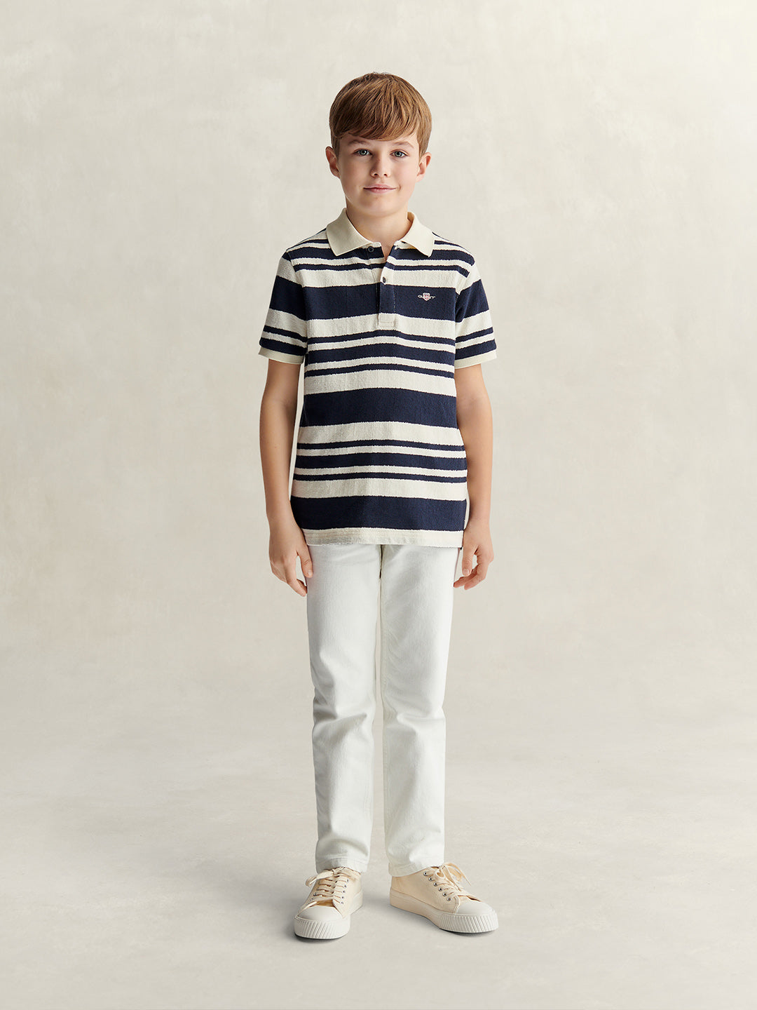 Gant Boys Blue Striped Polo T-Shirt
