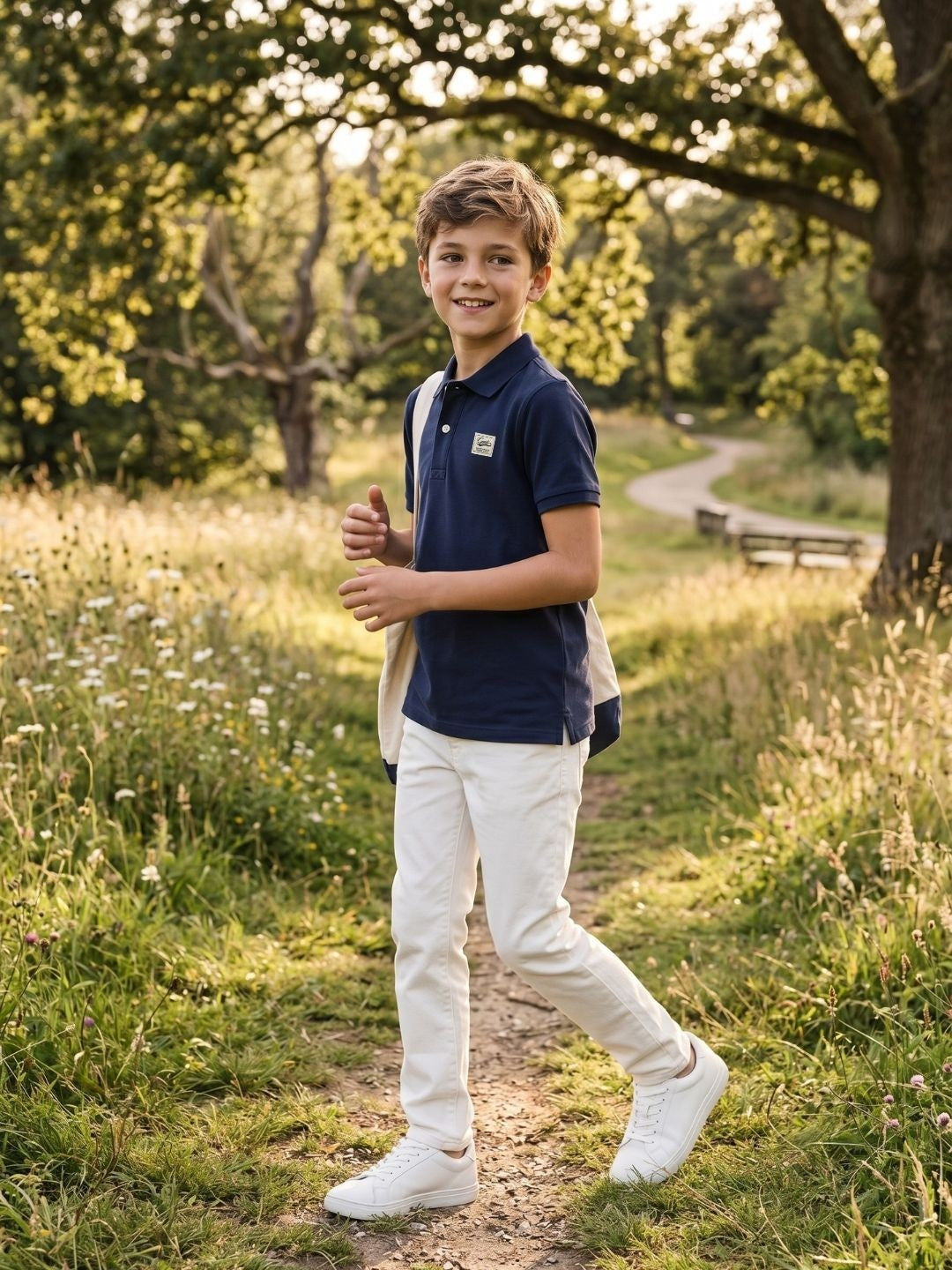 Gant Navy Cotton Boys Regular Fit Polo Tshirt