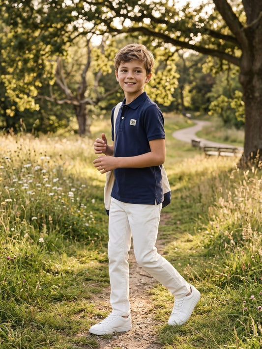 Gant Navy Cotton Boys Regular Fit Polo Tshirt