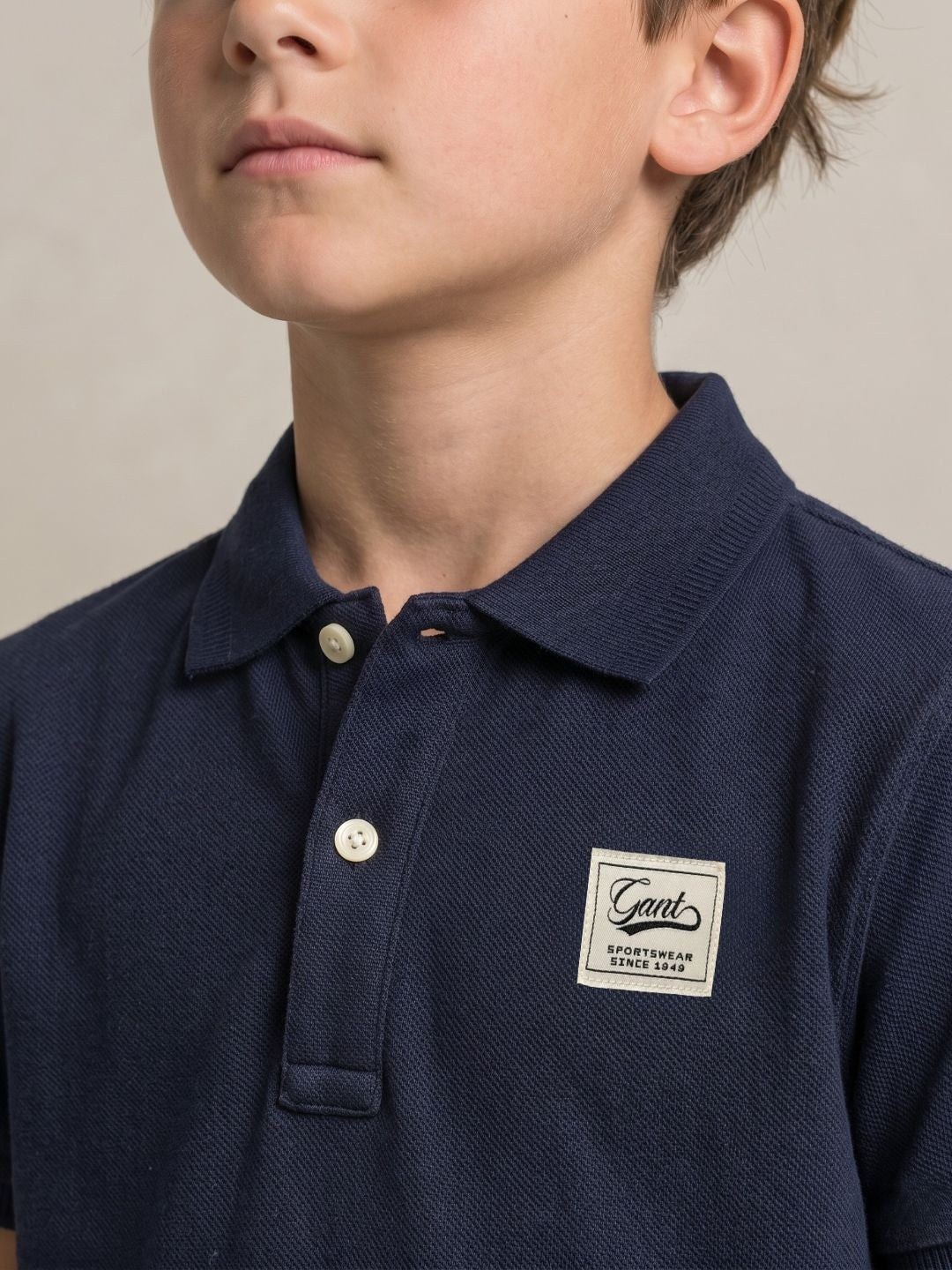 Gant Navy Cotton Boys Regular Fit Polo Tshirt