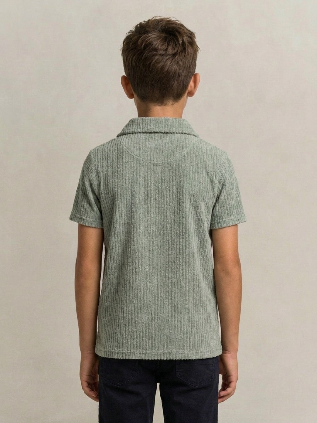 Gant Grey Cotton Textured Boys Regular Fit Polo Tshirt