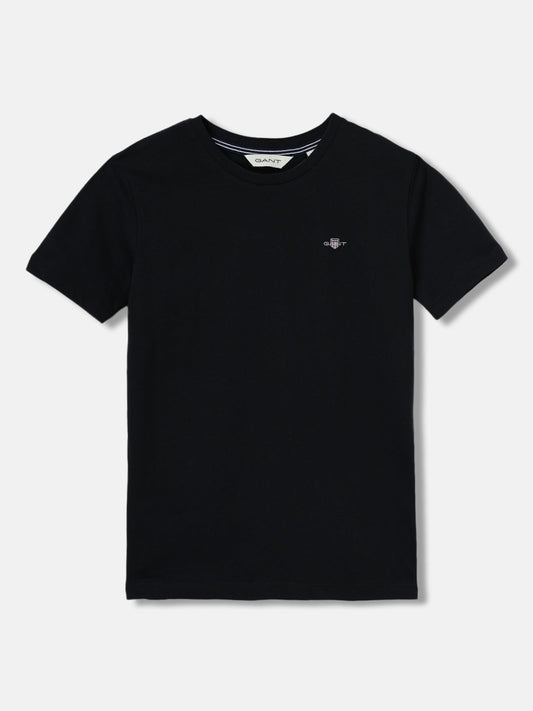 Gant Kids Black Solid Round Neck Short Sleeves T-Shirt