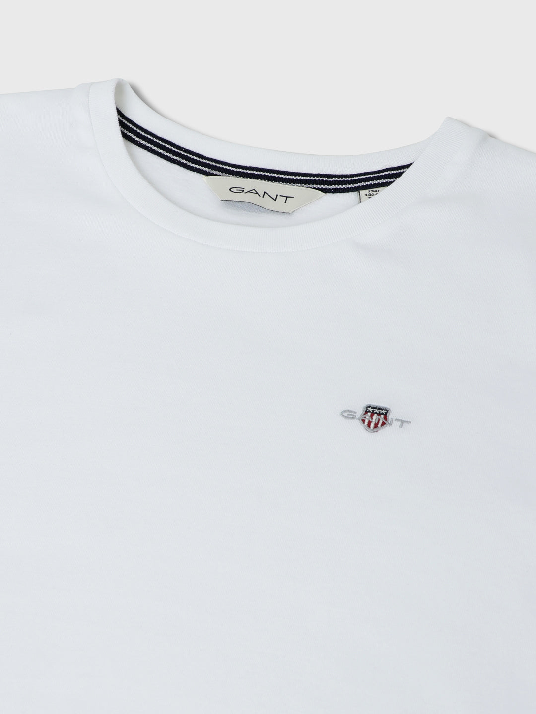 Gant Kids White Solid Round Neck Short Sleeves T-Shirt