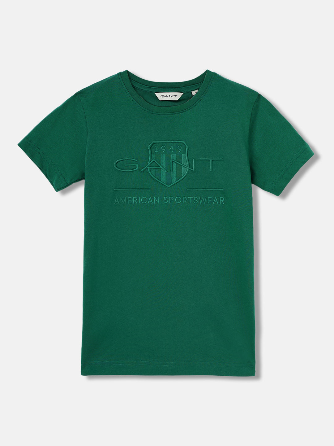 Gant Kids Green Embroidered Round Neck Short Sleeves T-Shirt