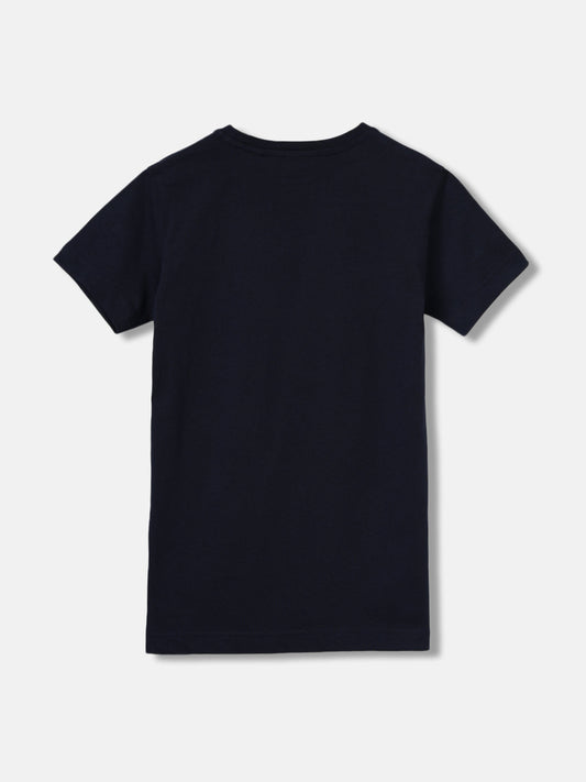 Gant Kids Navy Blue Embroidered Round Neck Short Sleeves T-Shirt