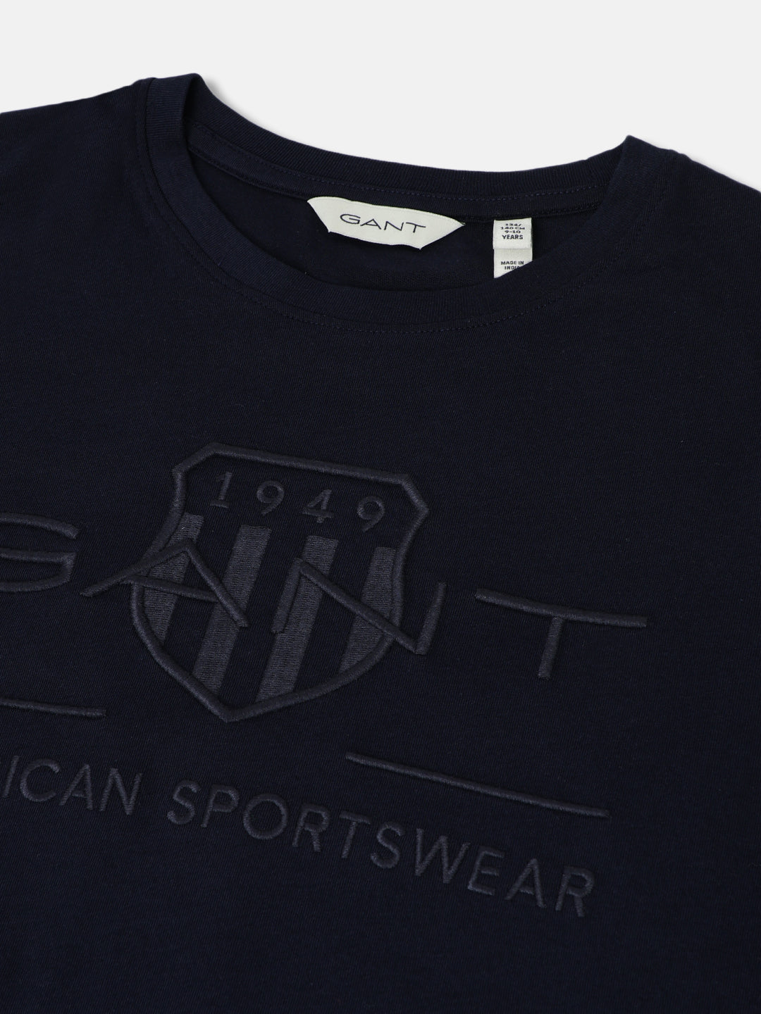 Gant Kids Navy Blue Embroidered Round Neck Short Sleeves T-Shirt