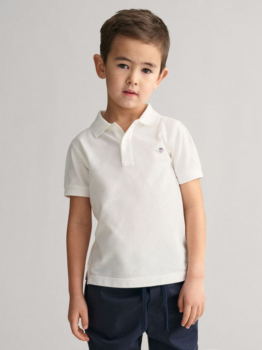 Gant Kids White Solid Polo Tshirt