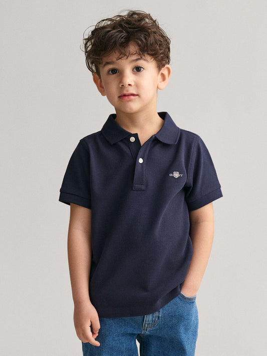 Gant Kids Blue Solid Polo Tshirt