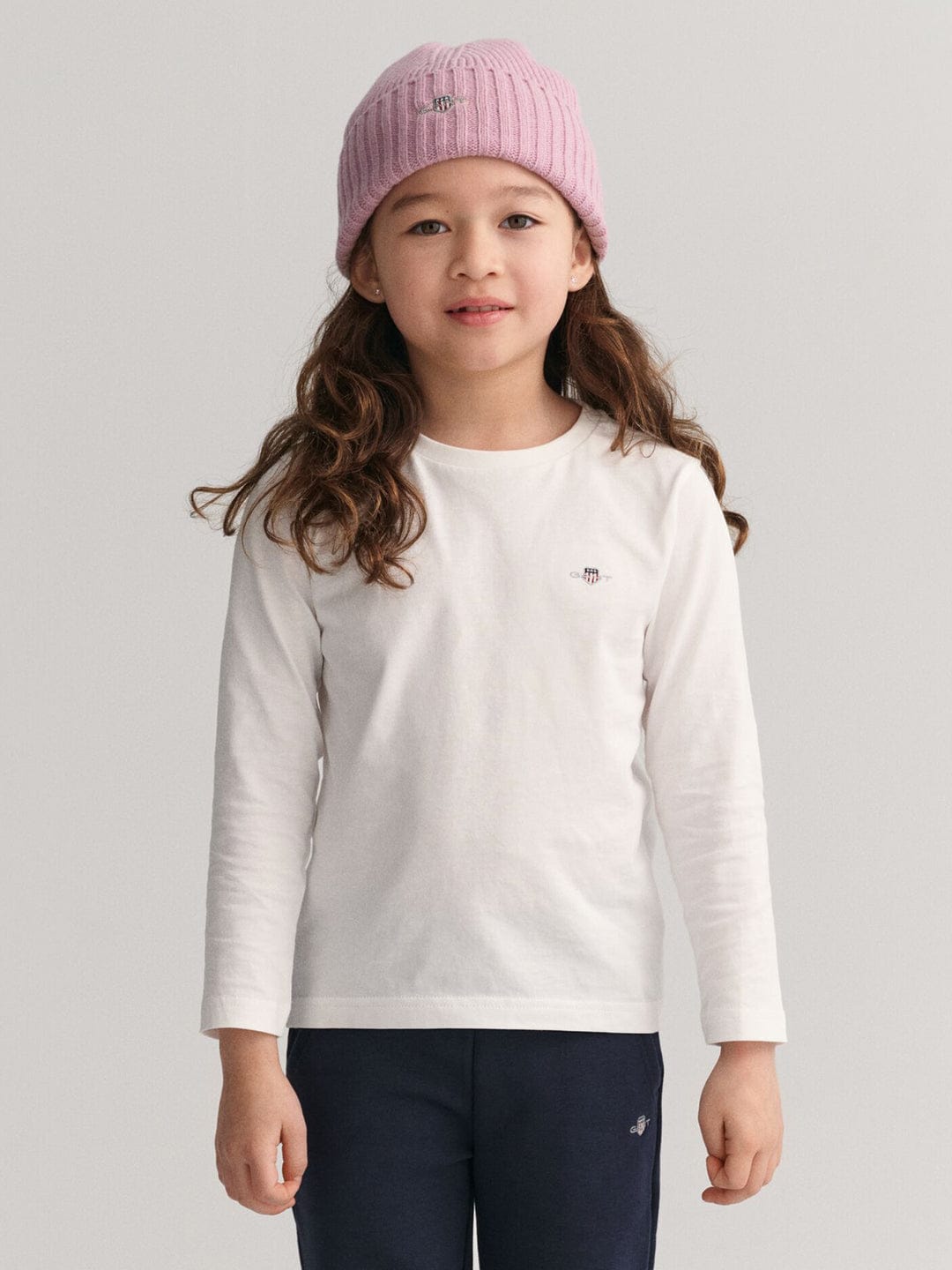 Gant Kids White Solid Round Neck Tshirt