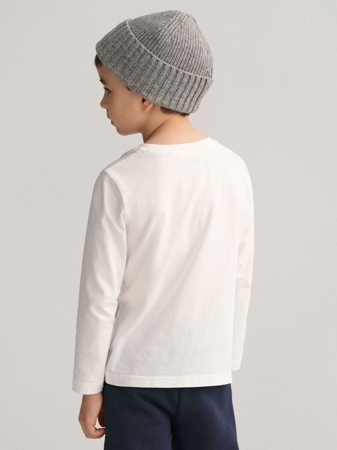Gant Kids White Solid Round Neck Tshirt
