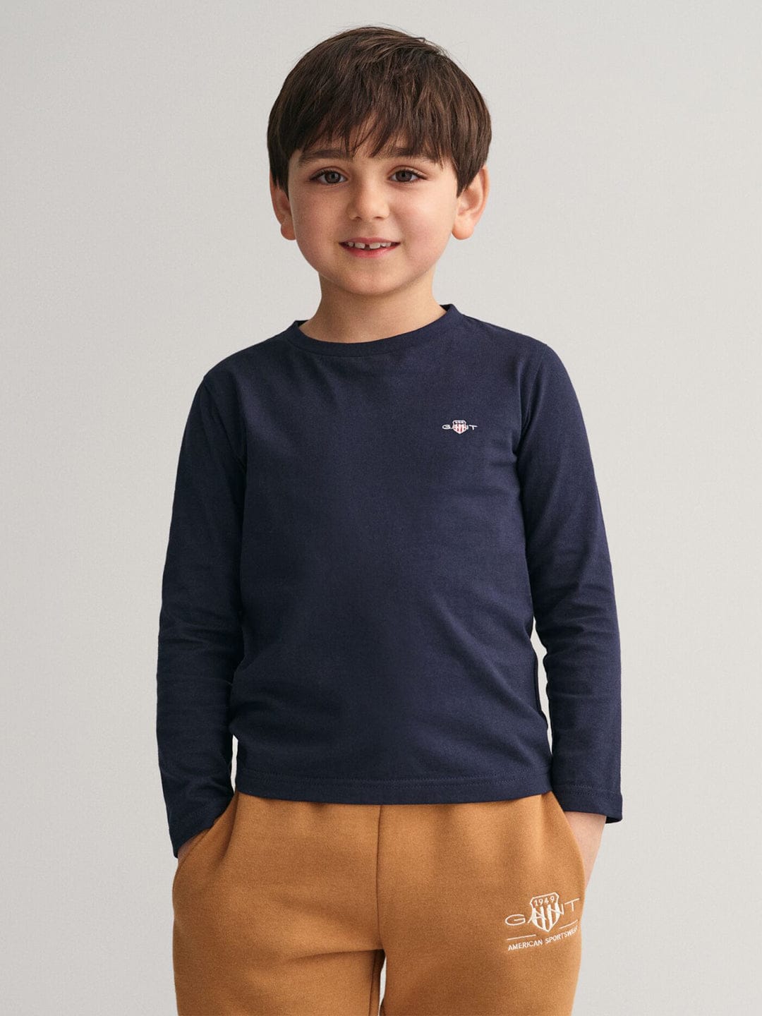 Gant Kids Blue Solid Round Neck Tshirt