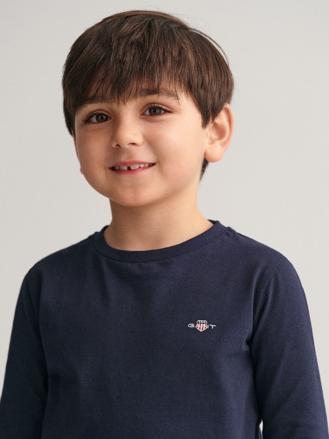 Gant Kids Blue Solid Round Neck Tshirt