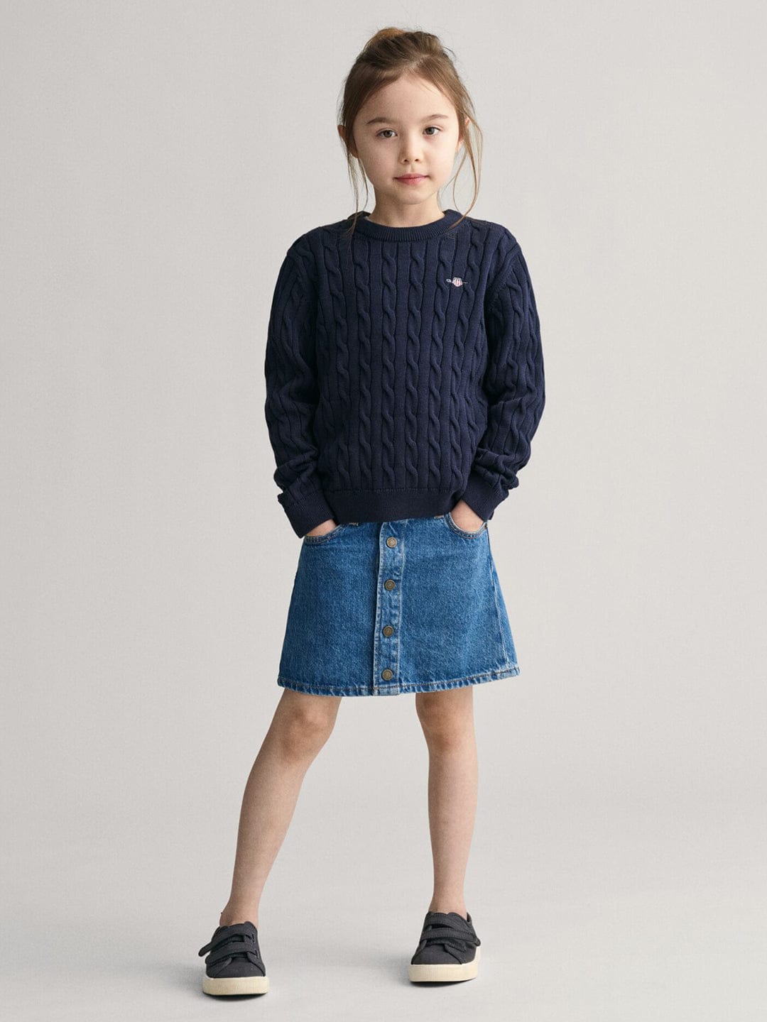Gant Kids Blue Solid Round Neck Sweater