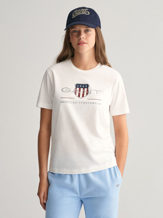 Gant Kids White Graphic Round Neck Tshirt