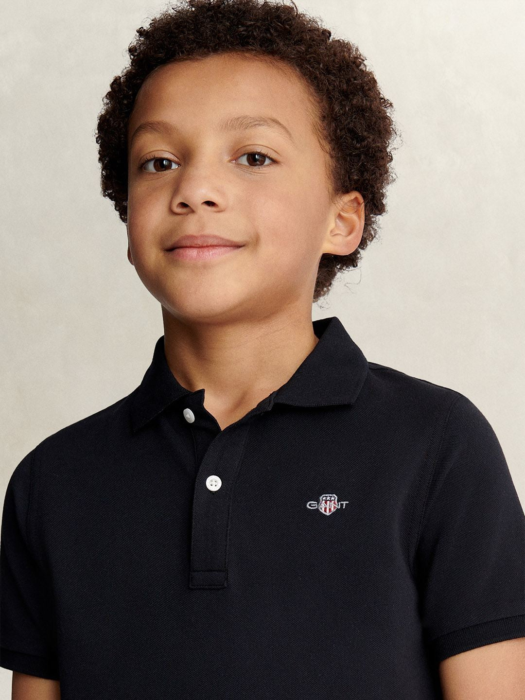 Gant Boys Black Solid Regular Fit Pure Cotton Polo T-Shirt