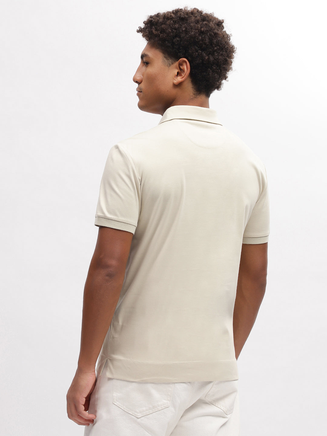 Gant Men Beige Solid Polo Collar Short Sleeves T-Shirt