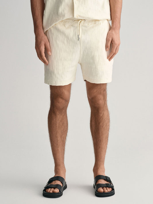 Gant Men Cream Solid Relaxed Fit Shorts