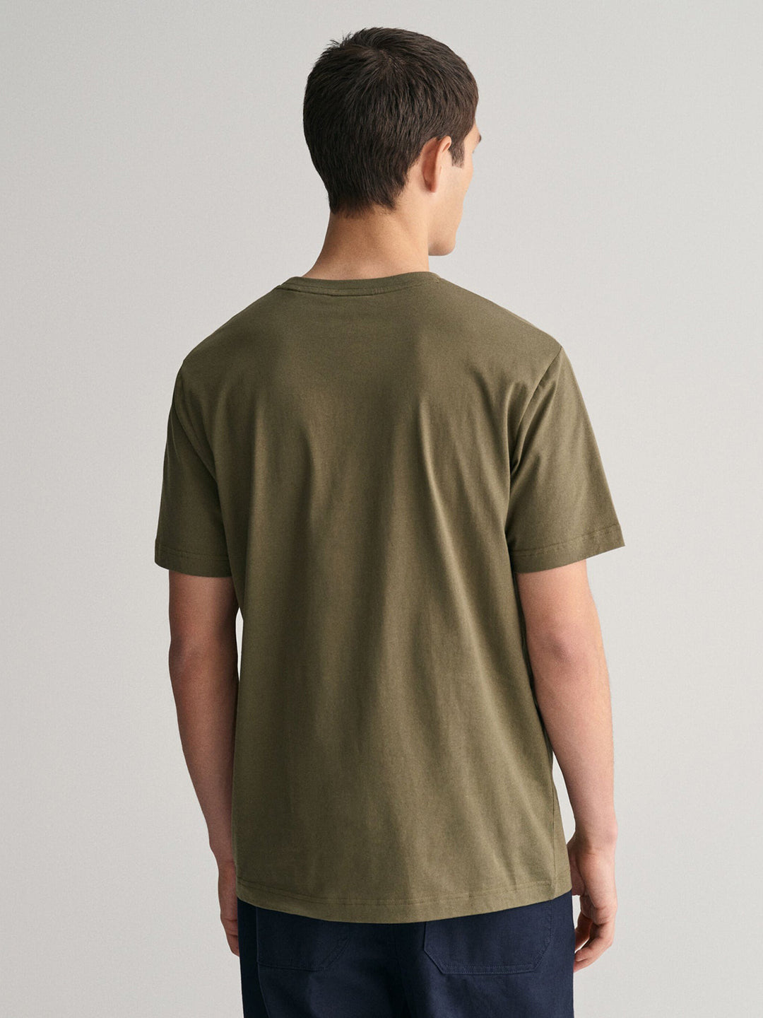 Gant Men Green Solid Round Neck Short Sleeves T-Shirt