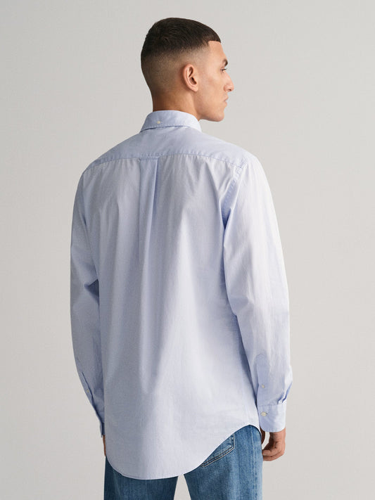 Gant Men Blue Solid Button-down Collar Full Sleeves Shirt
