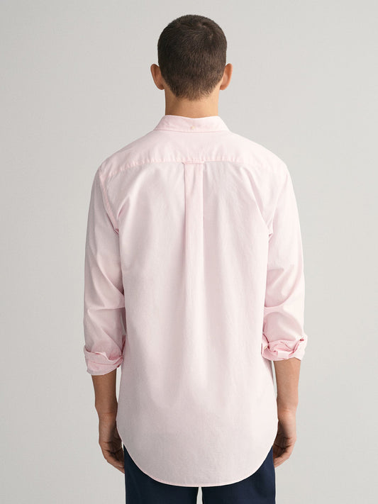 Gant Men Pink Solid Button-down Collar Full Sleeves Shirt