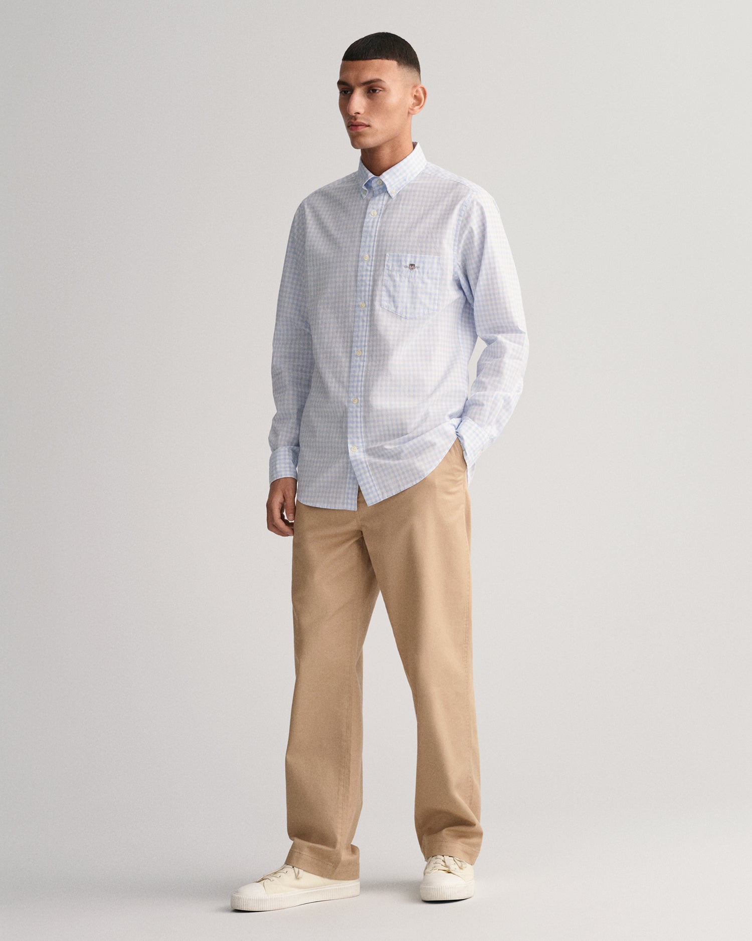 Gant Men Blue Checked Button-down Collar Full Sleeves Shirt