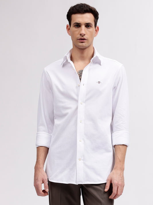 Gant Men White Solid Button-down Collar Full Sleeves Shirt