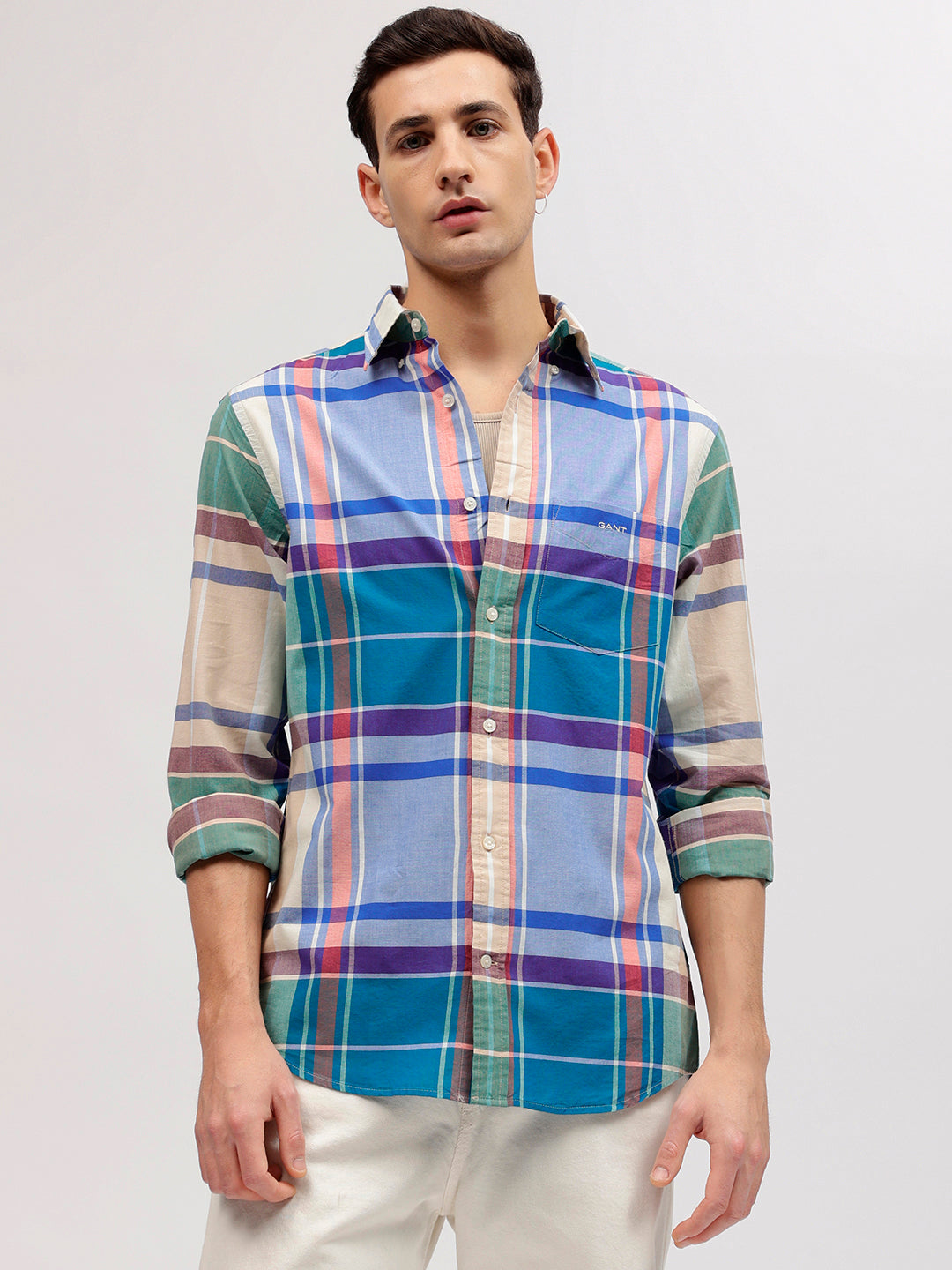 Gant Men Multicolour Checked Button-down Collar Full Sleeves Shirt