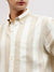 Gant Men Beige Striped Button-down Collar Full Sleeves Shirt