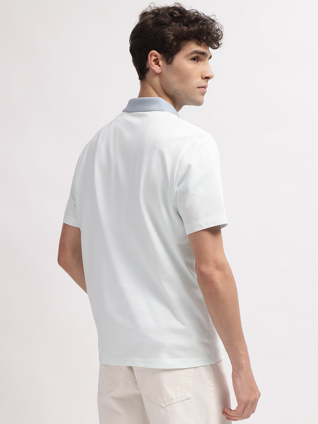 Gant Men Turquoise Blue Solid Polo Collar Short Sleeves T-Shirt