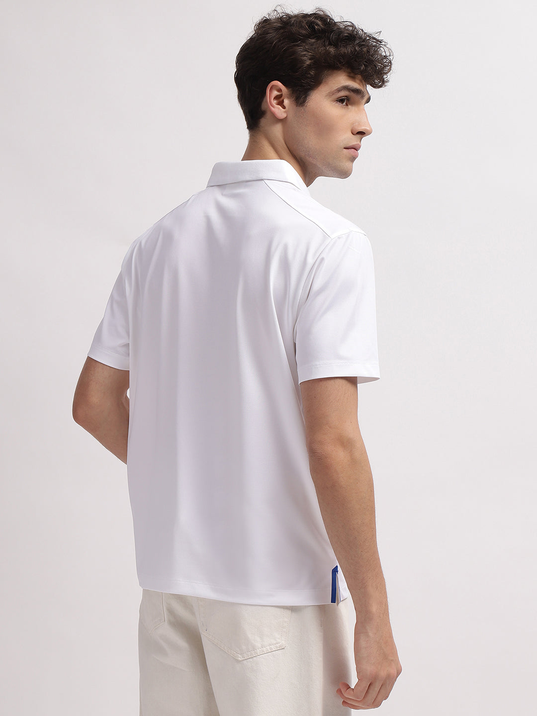 Gant Men White Solid Polo Collar Short Sleeves T-Shirt