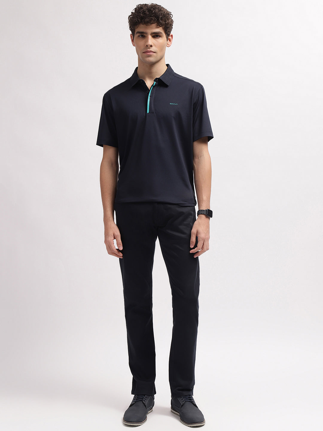 Gant Men Blue Solid Polo Collar Short Sleeves T-Shirt