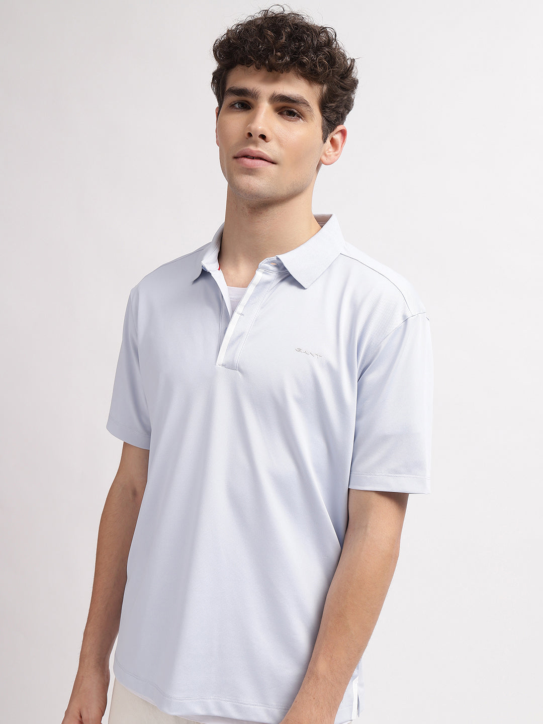 Gant Men Blue Solid Polo Collar Short Sleeves T-Shirt