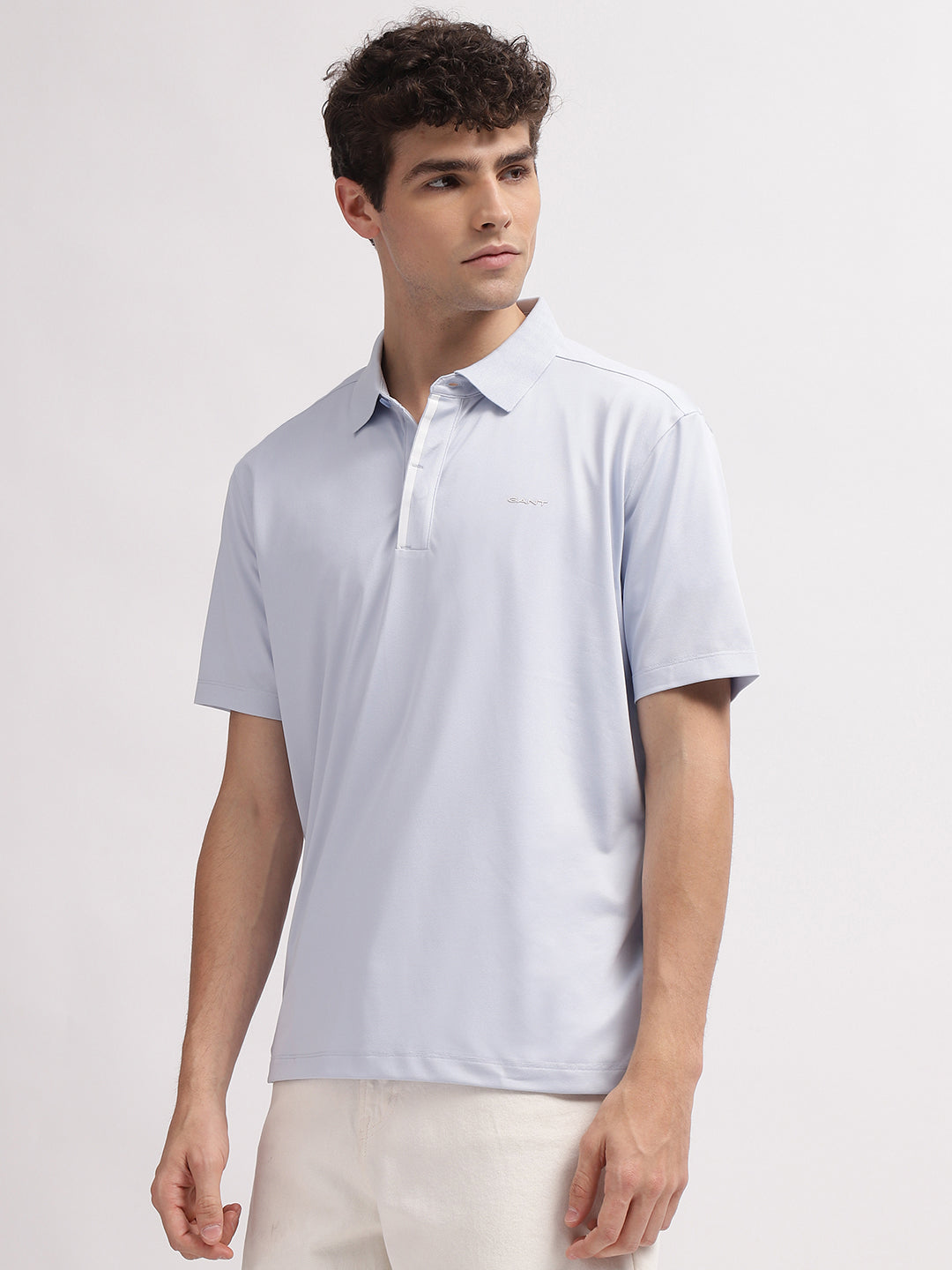 Gant Men Blue Solid Polo Collar Short Sleeves T-Shirt