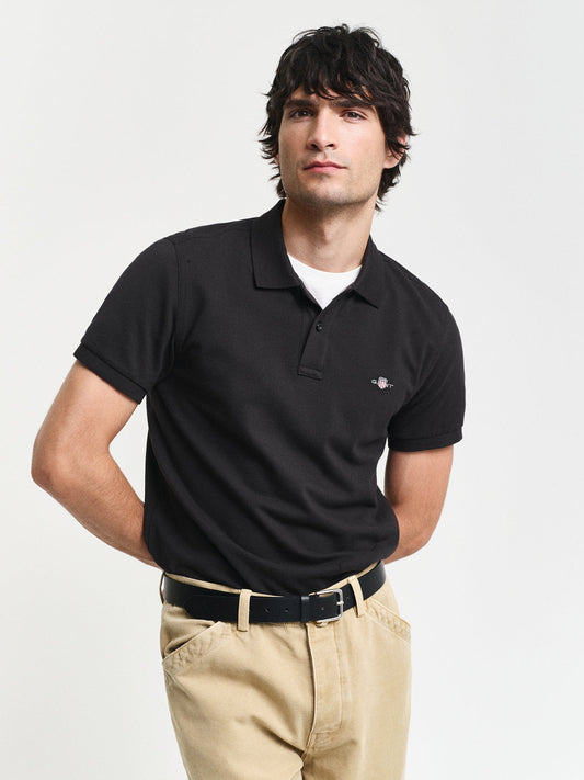 Gant Men Black Polo Collar Short Sleeves Tshirt