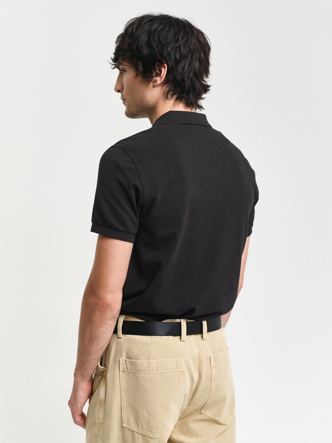 Gant Men Black Polo Collar Short Sleeves Tshirt