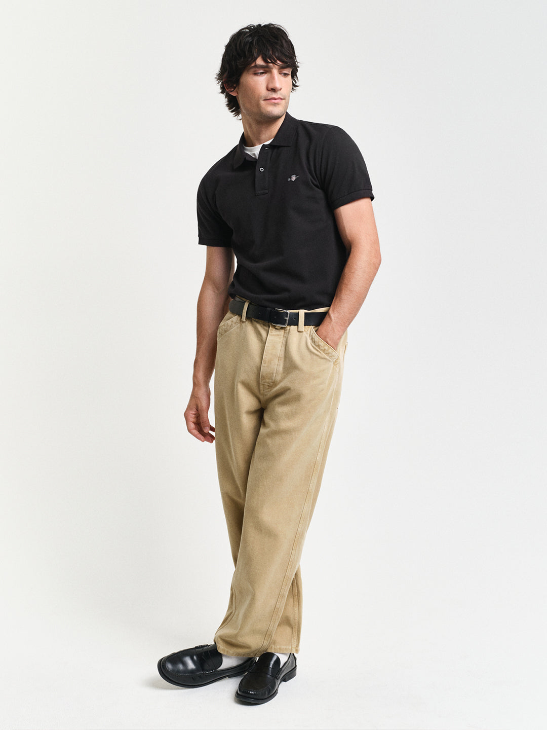 Gant Men Black Polo Collar Short Sleeves Tshirt