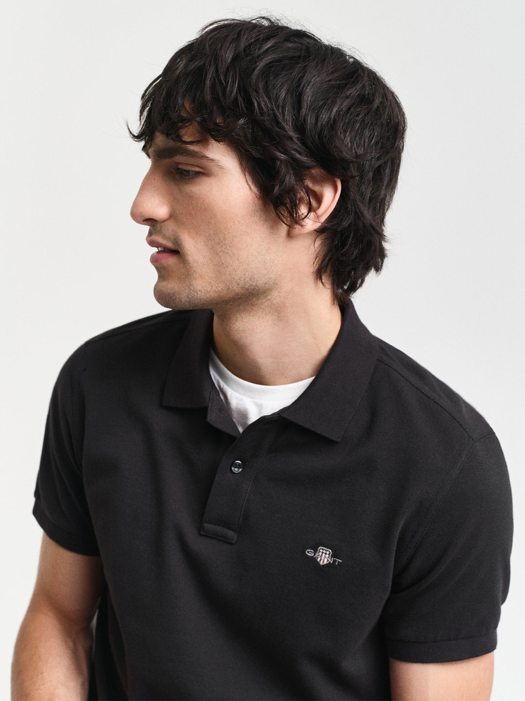 Gant Men Black Polo Collar Short Sleeves Tshirt