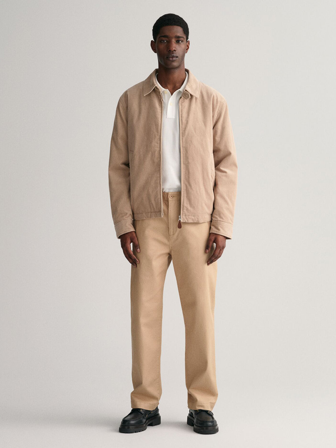 Gant Men White Solid Collared Short Sleeves Polo Tshirt