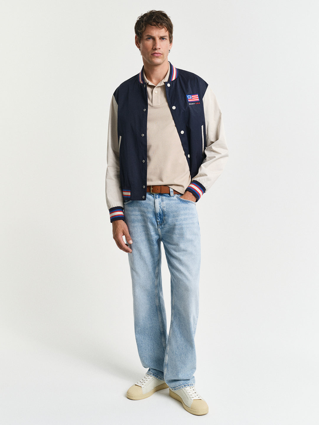 Gant Men Beige Solid Short Sleeves Polo Tshirt