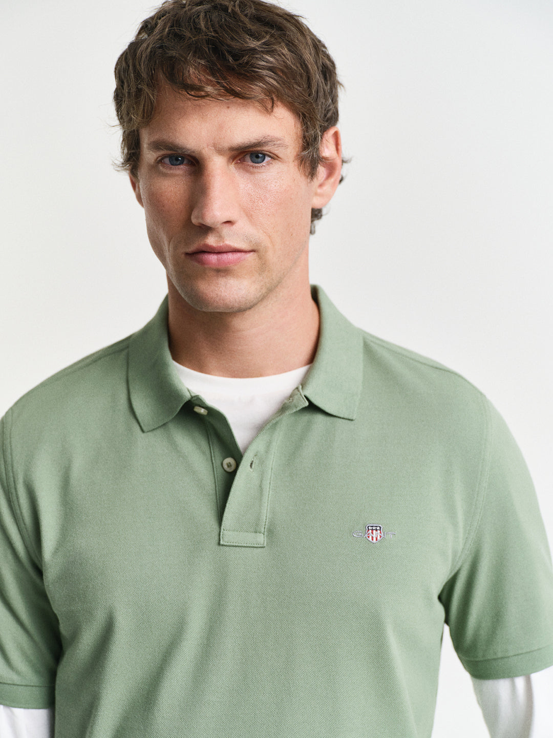 Gant Men Green Solid Short Sleeves Polo Tshirt