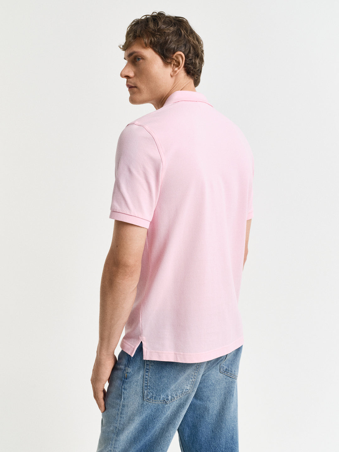 Gant Men Pink Solid Short Sleeves Polo Tshirt